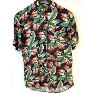 Molokai Surf Co Men's Size L Hawaiian Button Down Shirt Short Sleeve Floral